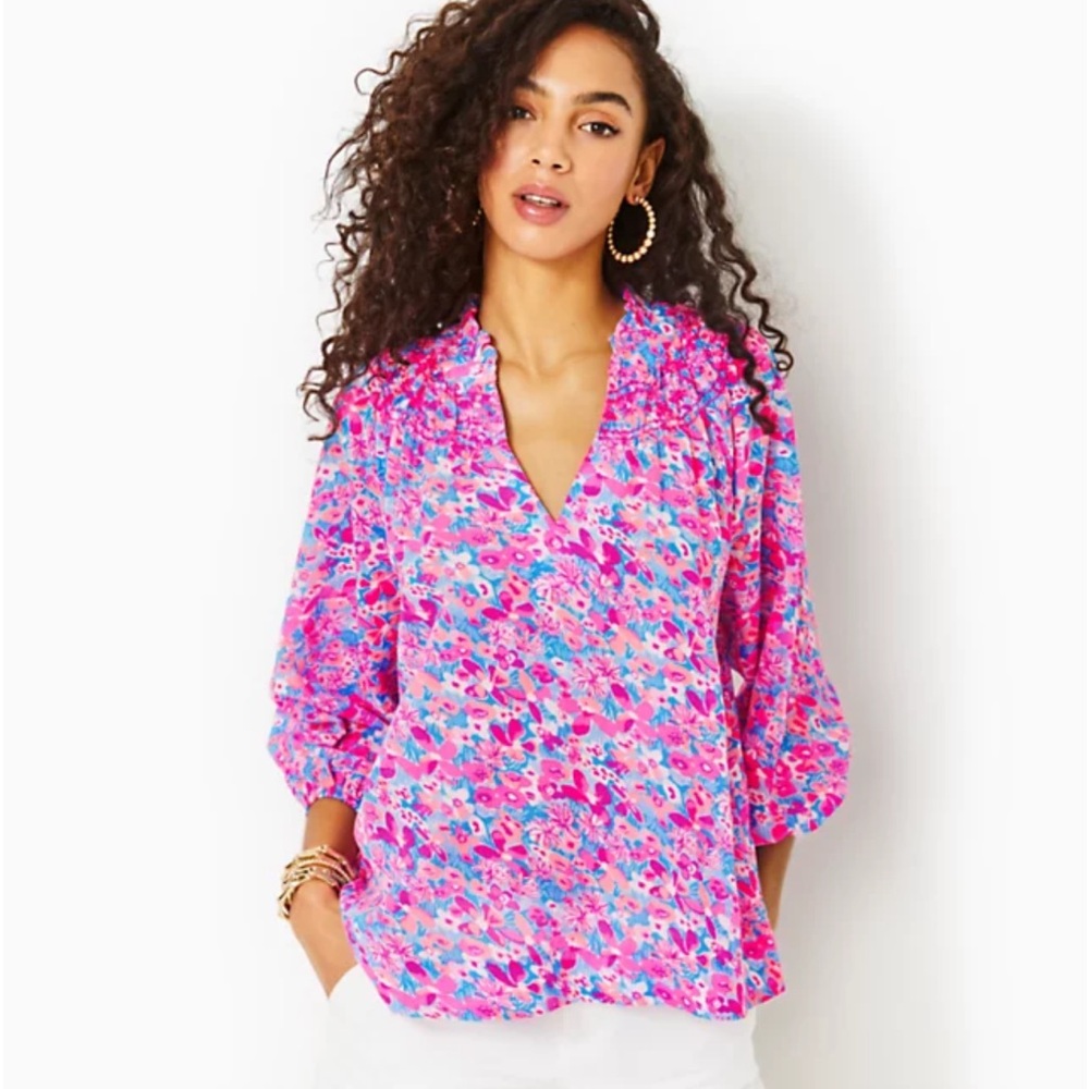 NWOT Lilly Pulitzer Lourdes 3/4 Sleeve Cotton Top - Size L